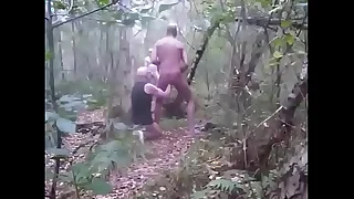Old man fisting meat gay into the open air