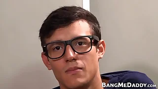 Anal slut twink barebacked by several daddies before cumming
