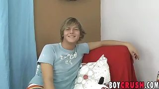 Twink gay Dillon Samuels receives blowjob space fully masturbating