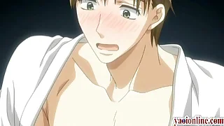 Blonde hentai joyous licking his boyfriend