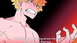Kirishima gets turned surpassing when he sees Bakugo naked with the addition of then he fucks him