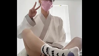 asian hanfu sissy femboy twink white socks kneeling anal with the addition of huge cumshot
